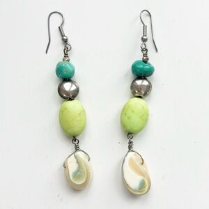 Elegant Green and Silver Dangle Earrings